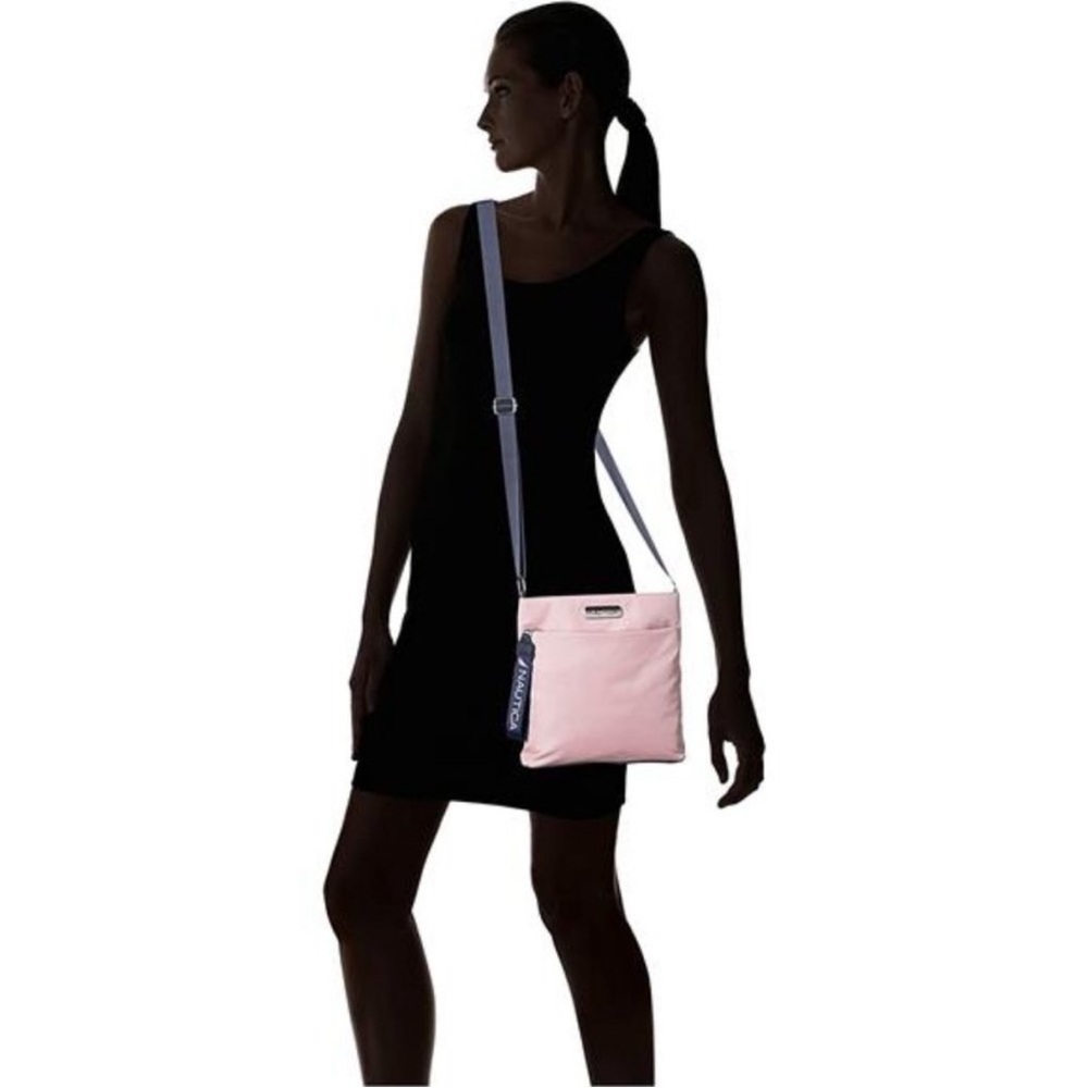 Nautica Diver Nylon Small Crossbody Bag Purse Adjustable Shoulder Strap Mauve - Picture 3 of 13